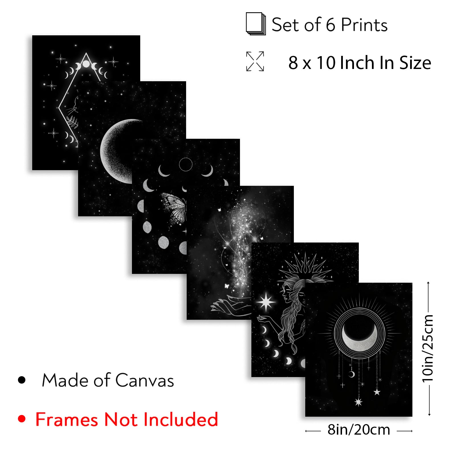 Amazon.com: ORIGACH Moon Phases Wall Art Prints, Set of 6